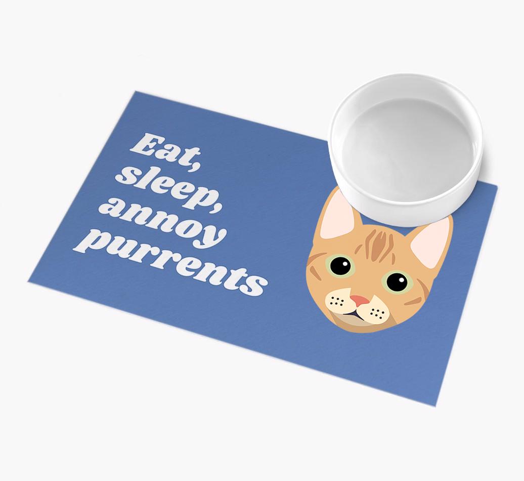 Eat, Sleep, Annoy Purrents: Personalised {breedCommonName} Feeding Mat