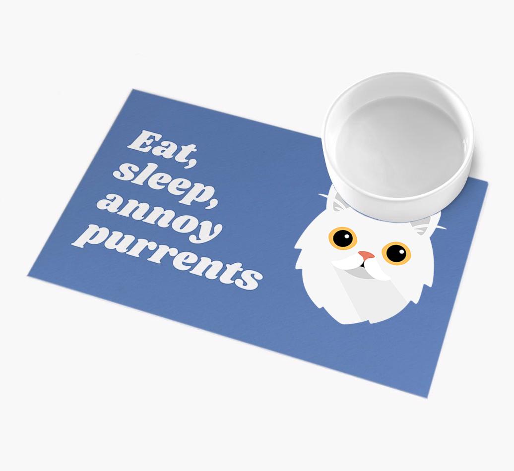 Eat, Sleep, Annoy Purrents: Personalised {breedCommonName} Feeding Mat