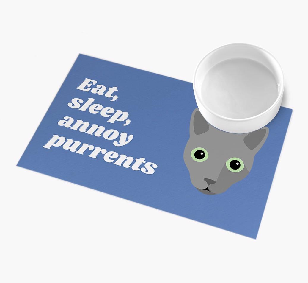 Eat, Sleep, Annoy Purrents: Personalised {breedCommonName} Feeding Mat