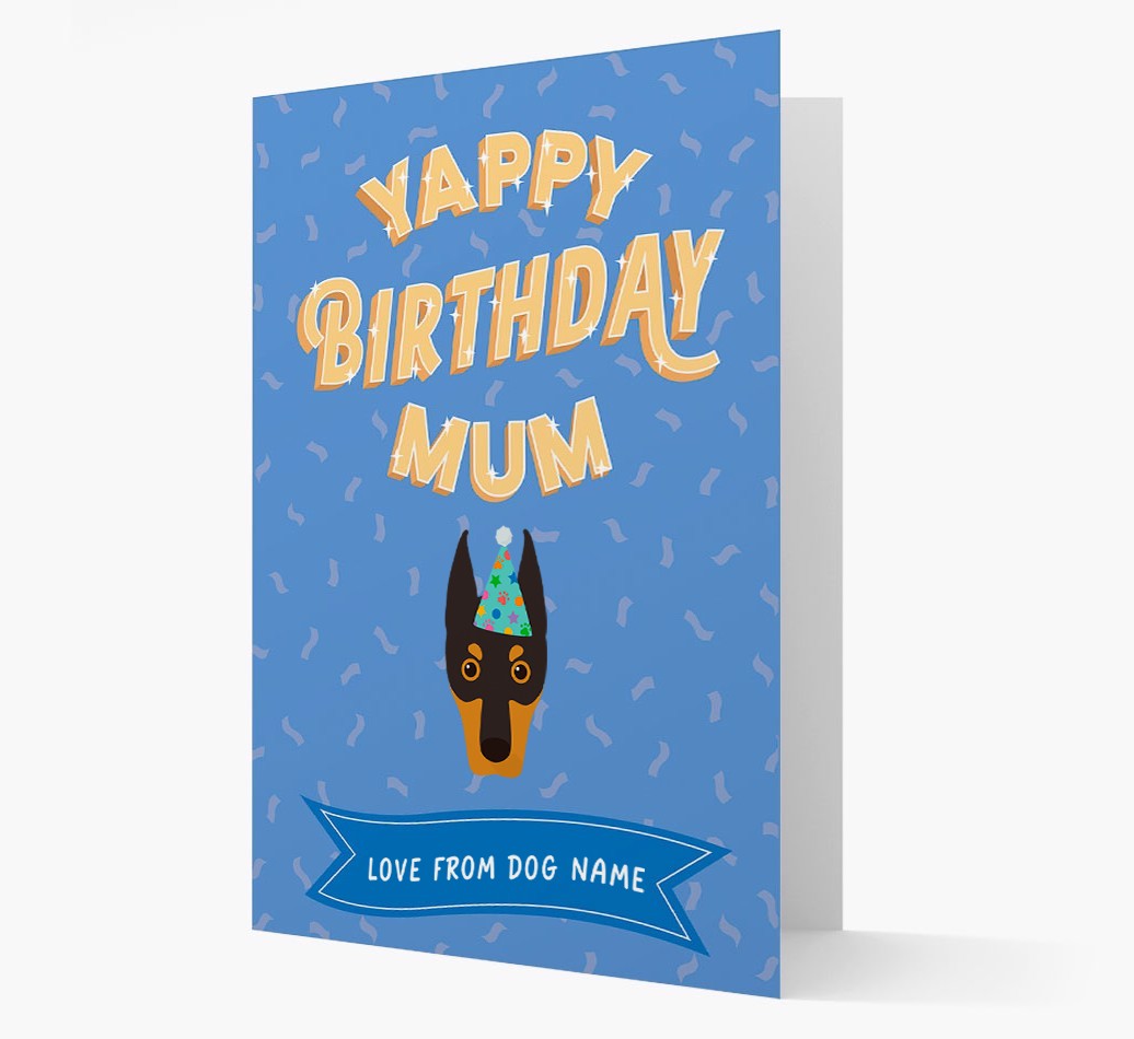 Yappy Birthday Mum : Personalised {breedCommonName} Card