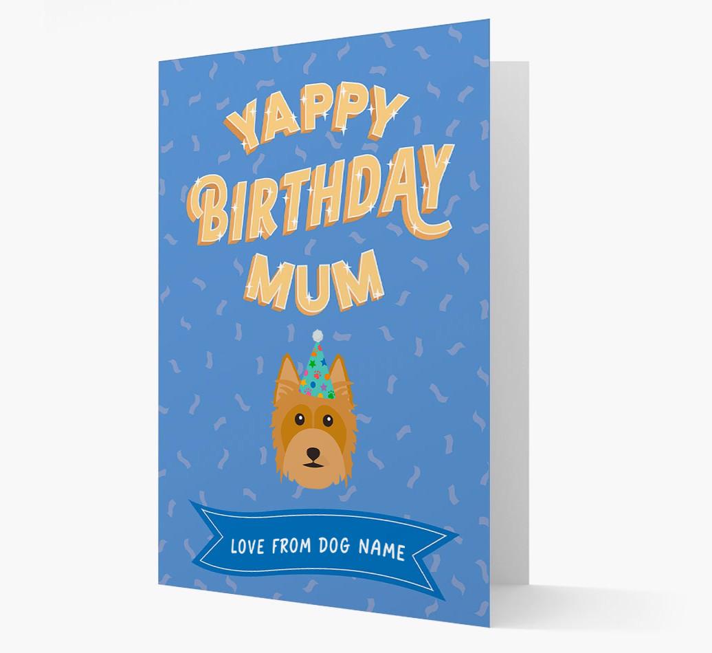 Yappy Birthday Mum : Personalised {breedCommonName} Card