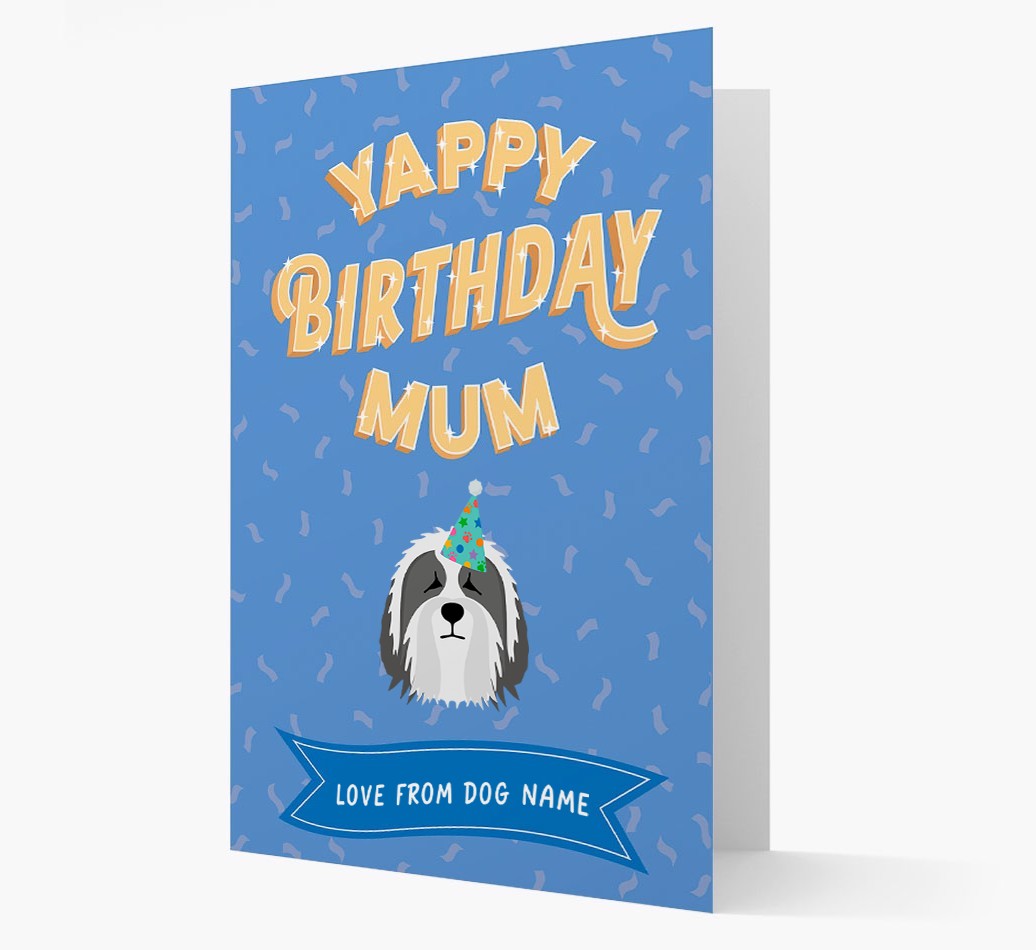 Yappy Birthday Mum : Personalised {breedCommonName} Card