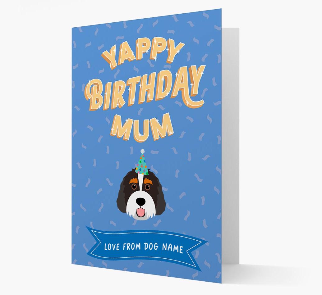 Yappy Birthday Mum : Personalised {breedCommonName} Card