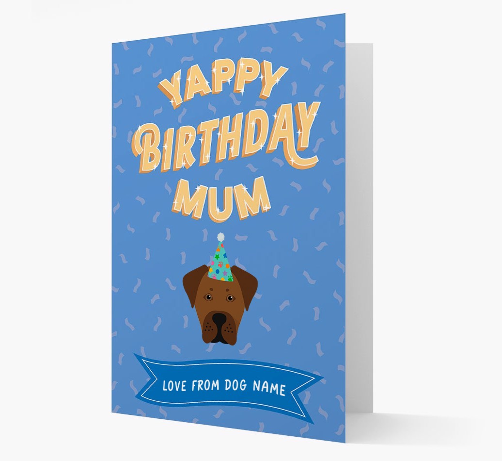 Yappy Birthday Mum : Personalised {breedCommonName} Card
