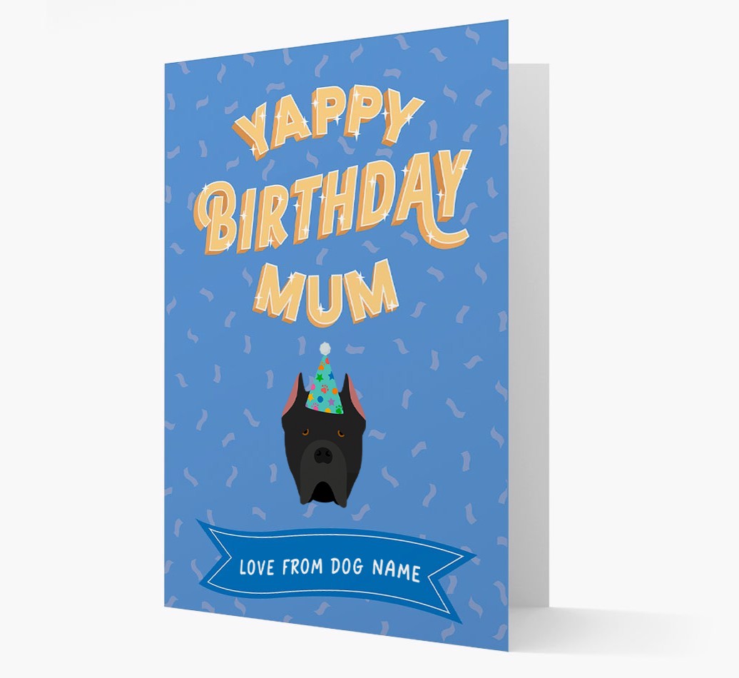 Yappy Birthday Mum : Personalised {breedCommonName} Card