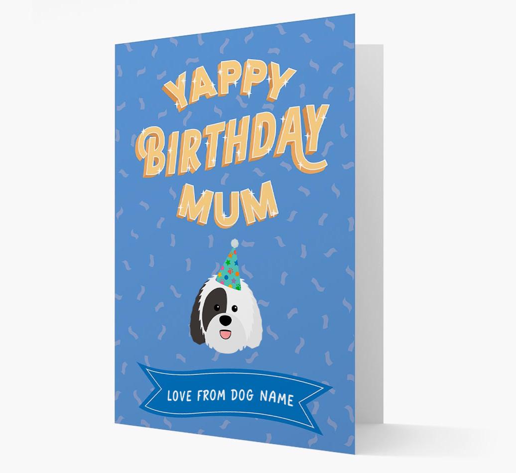 Yappy Birthday Mum : Personalised {breedCommonName} Card