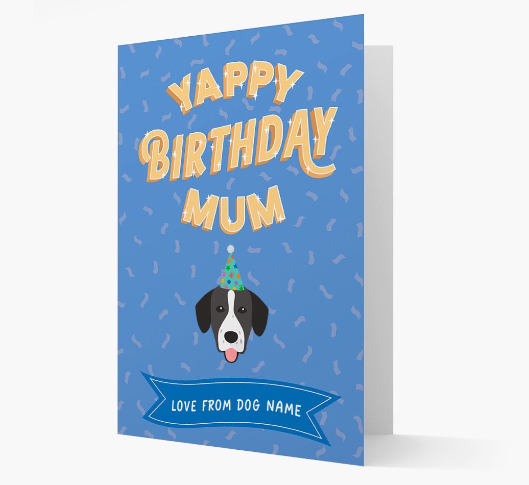 Yappy Birthday Mum : Personalised {breedCommonName} Card