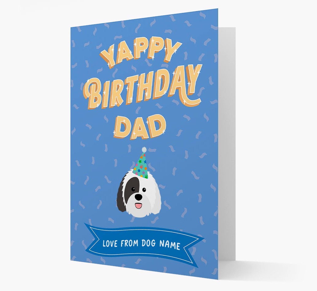 Yappy Birthday Dad : Personalised {breedCommonName} Card