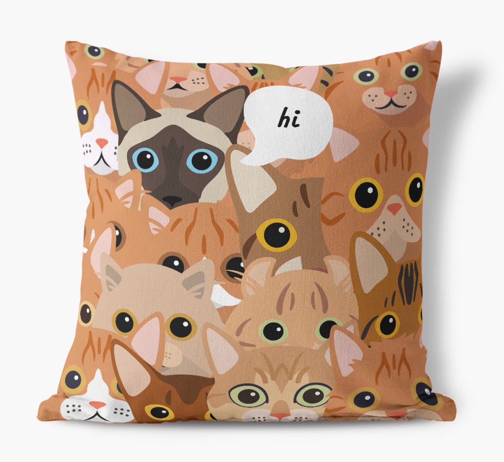 Hiding Cat: Personalised {breedCommonName} Canvas Cushion