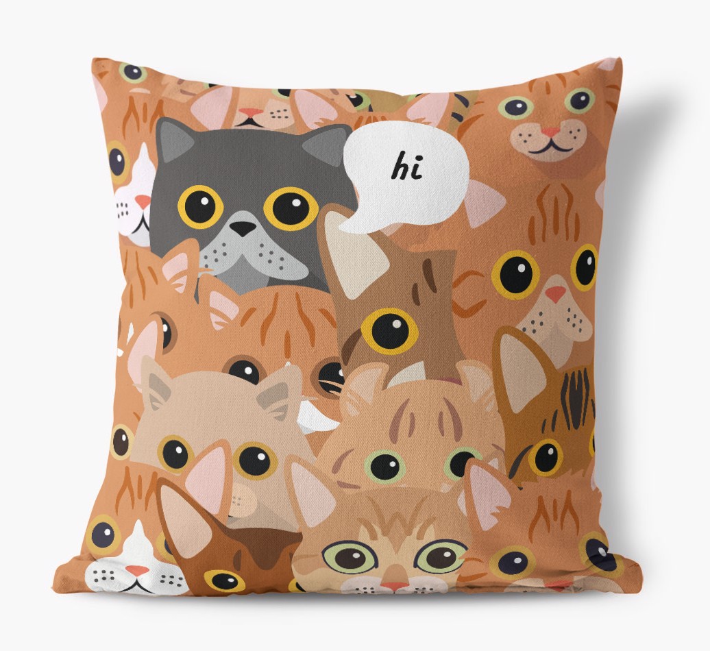 Hiding Cat: Personalised {breedCommonName} Canvas Cushion