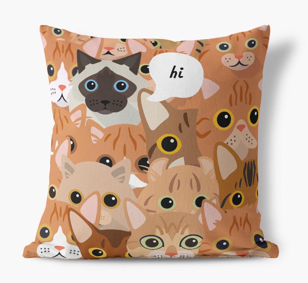 Hiding Cat: Personalized {breedCommonName} Canvas Pillow