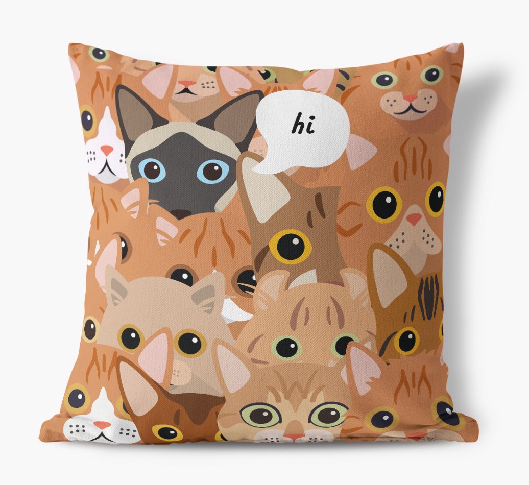 Hiding Cat: Personalised {breedCommonName} Canvas Cushion