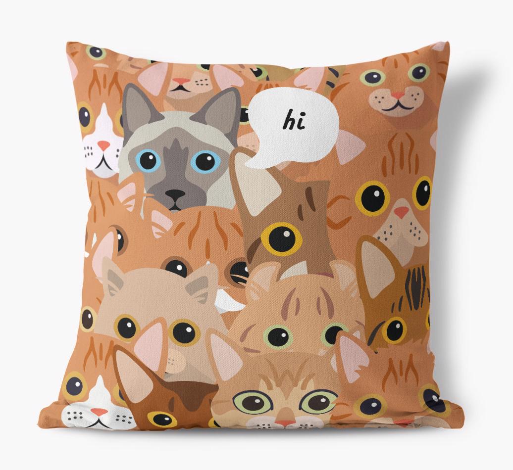 Hiding Cat: Personalized {breedCommonName} Canvas Pillow