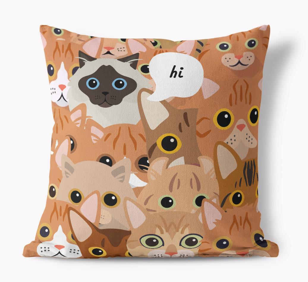 Hiding Cat: Personalized {breedCommonName} Canvas Pillow