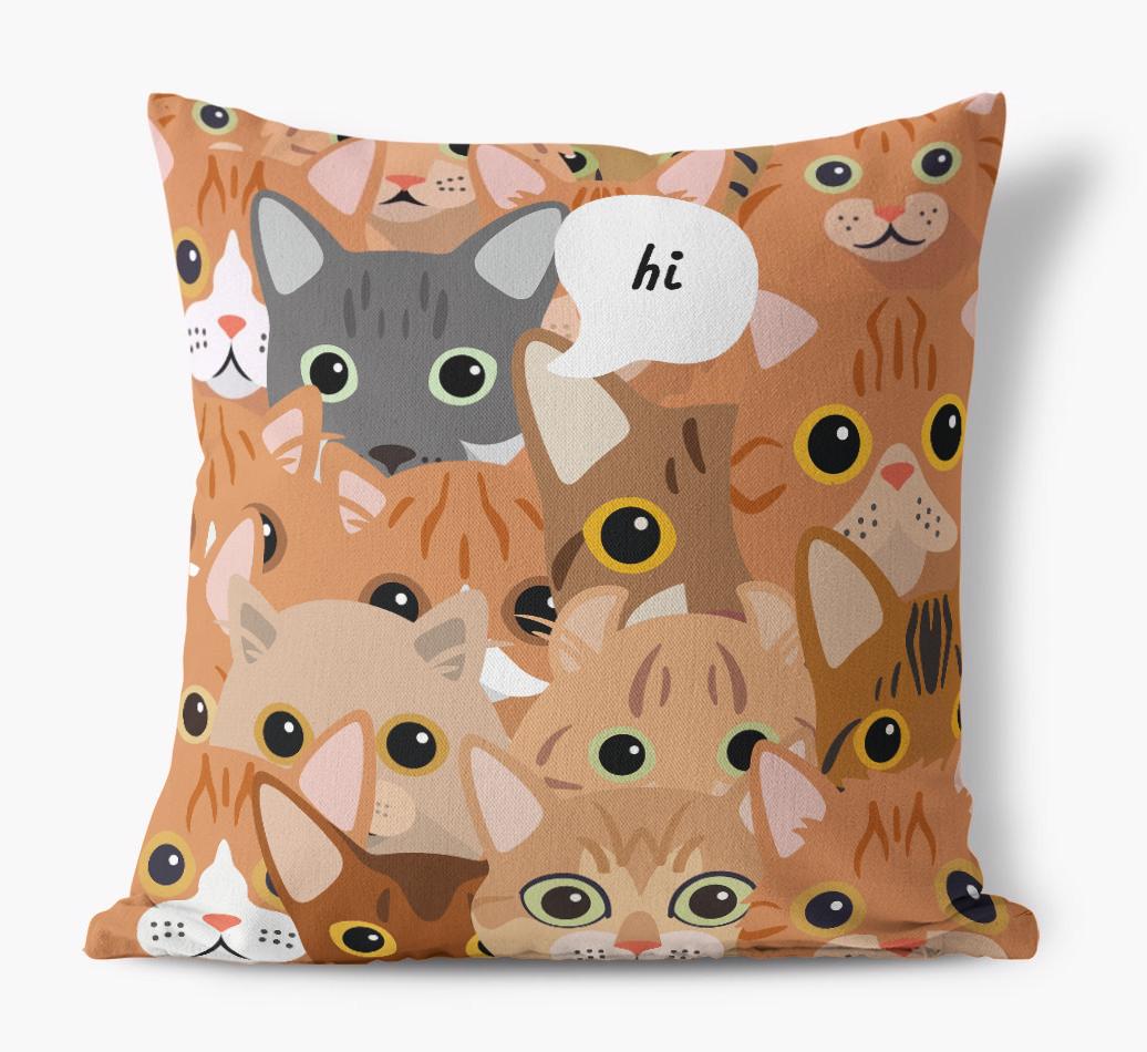 Hiding Cat: Personalized {breedCommonName} Canvas Pillow