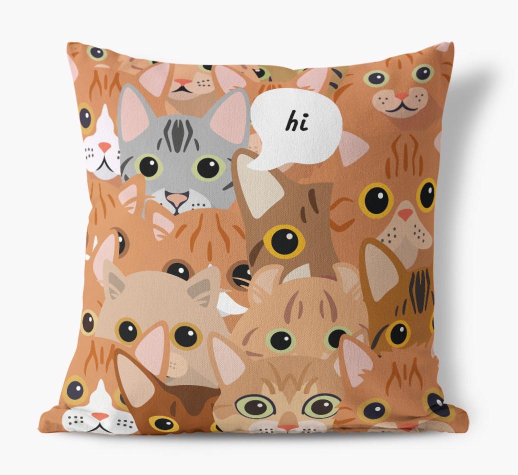 Hiding Cat: Personalized {breedCommonName} Canvas Pillow
