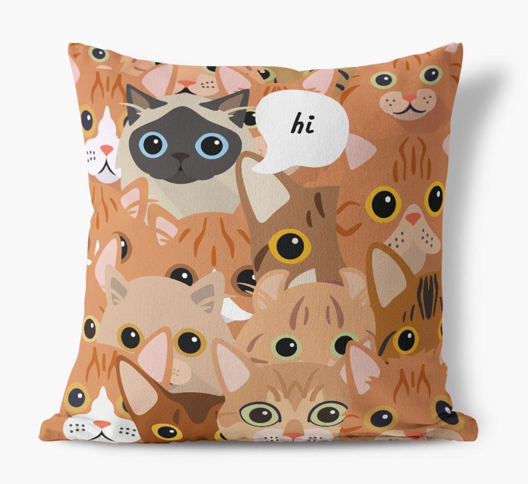 Hiding Cat: Personalized {breedCommonName} Canvas Pillow