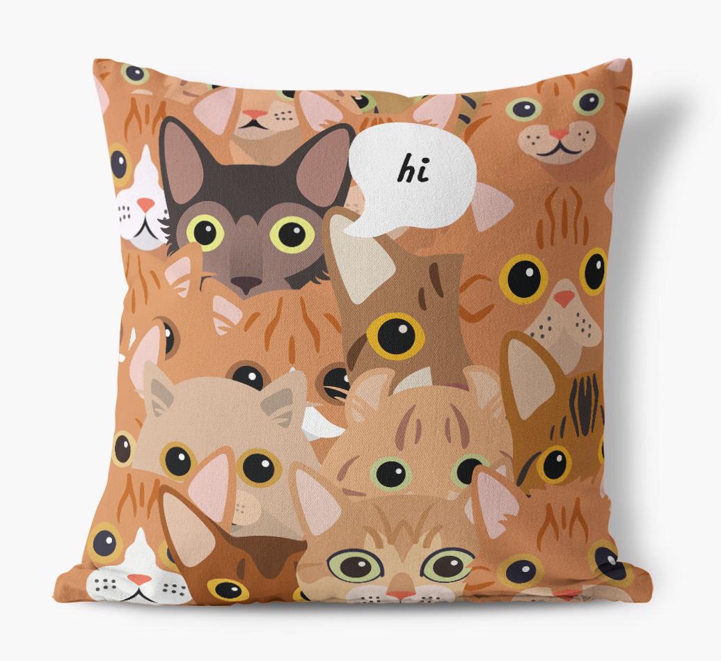 Hiding Cat: Personalized {breedCommonName} Canvas Pillow
