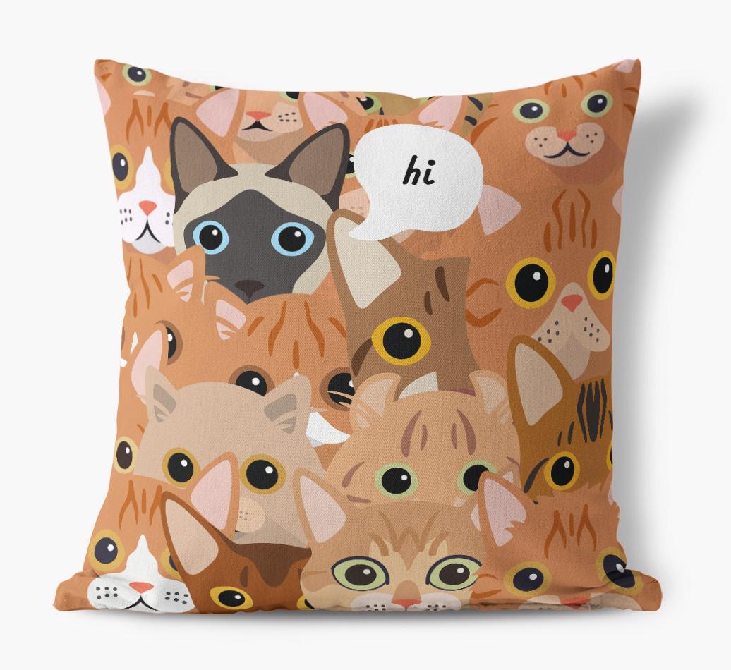 Hiding Cat: Personalized {breedCommonName} Canvas Pillow