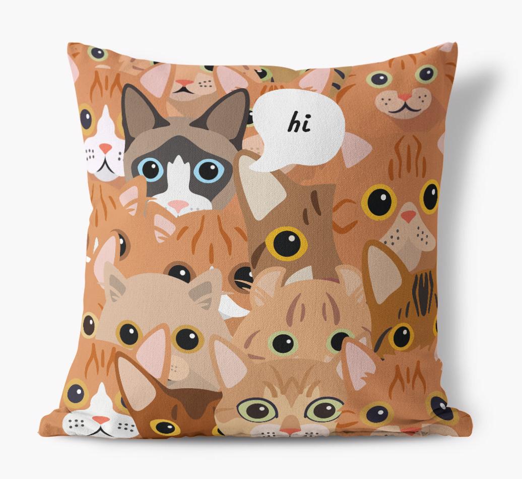 Hiding Cat: Personalized {breedCommonName} Canvas Pillow