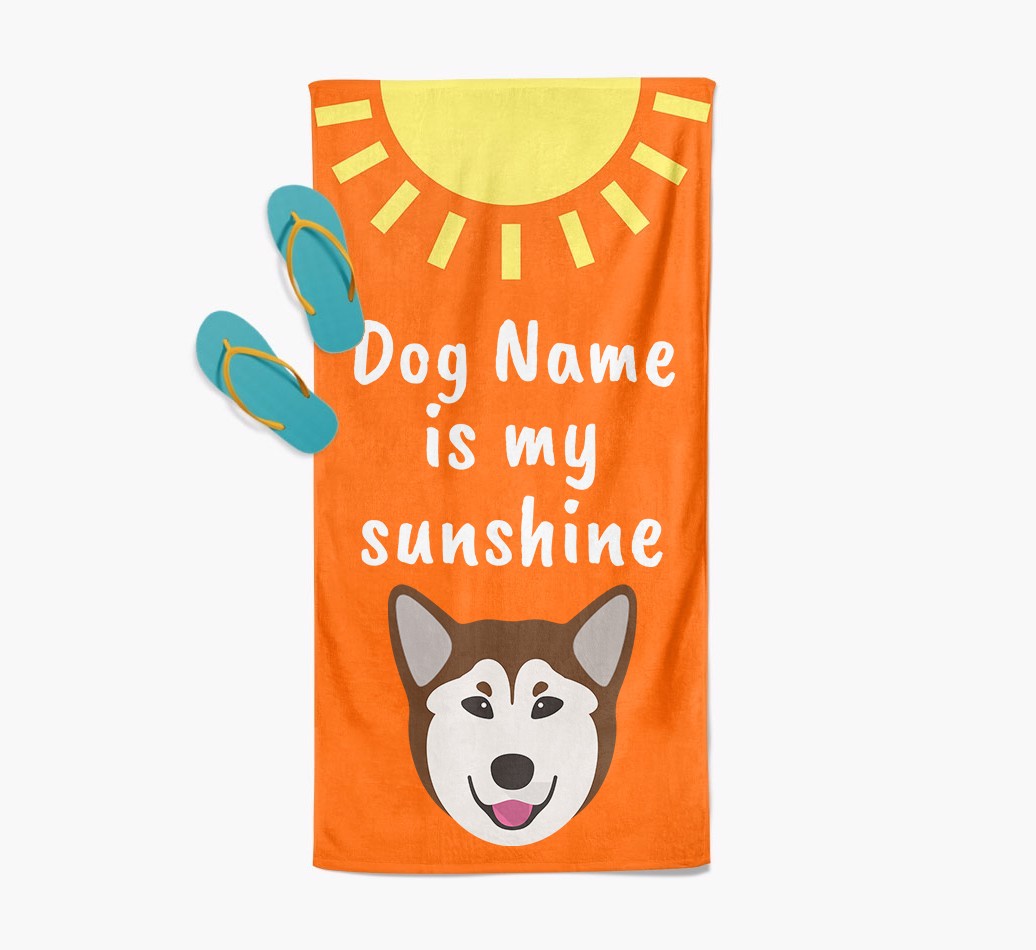 Personalised Pool Towel '{dogsName} is my Sunshine'