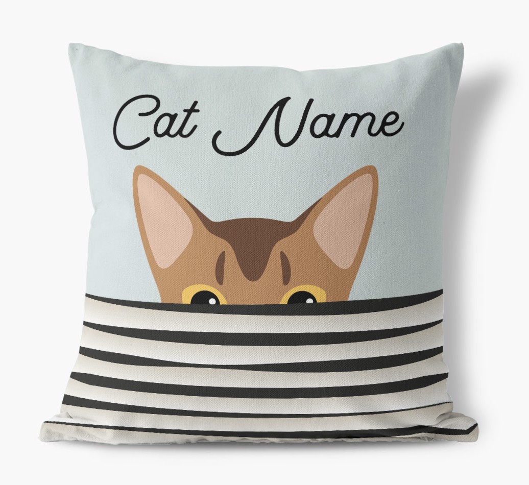 Peeking Cat: Personalised {breedCommonName} Canvas Cushion