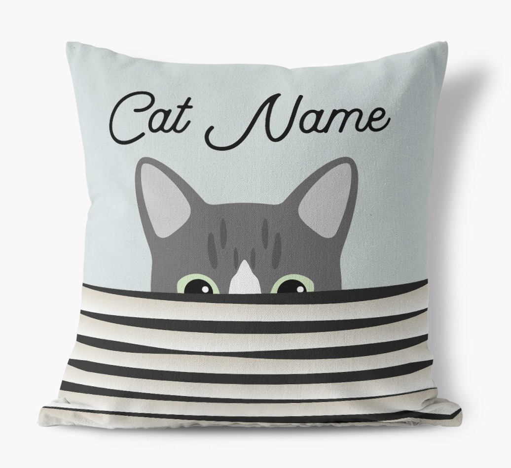 Peeking Cat: Personalised {breedCommonName} Canvas Cushion