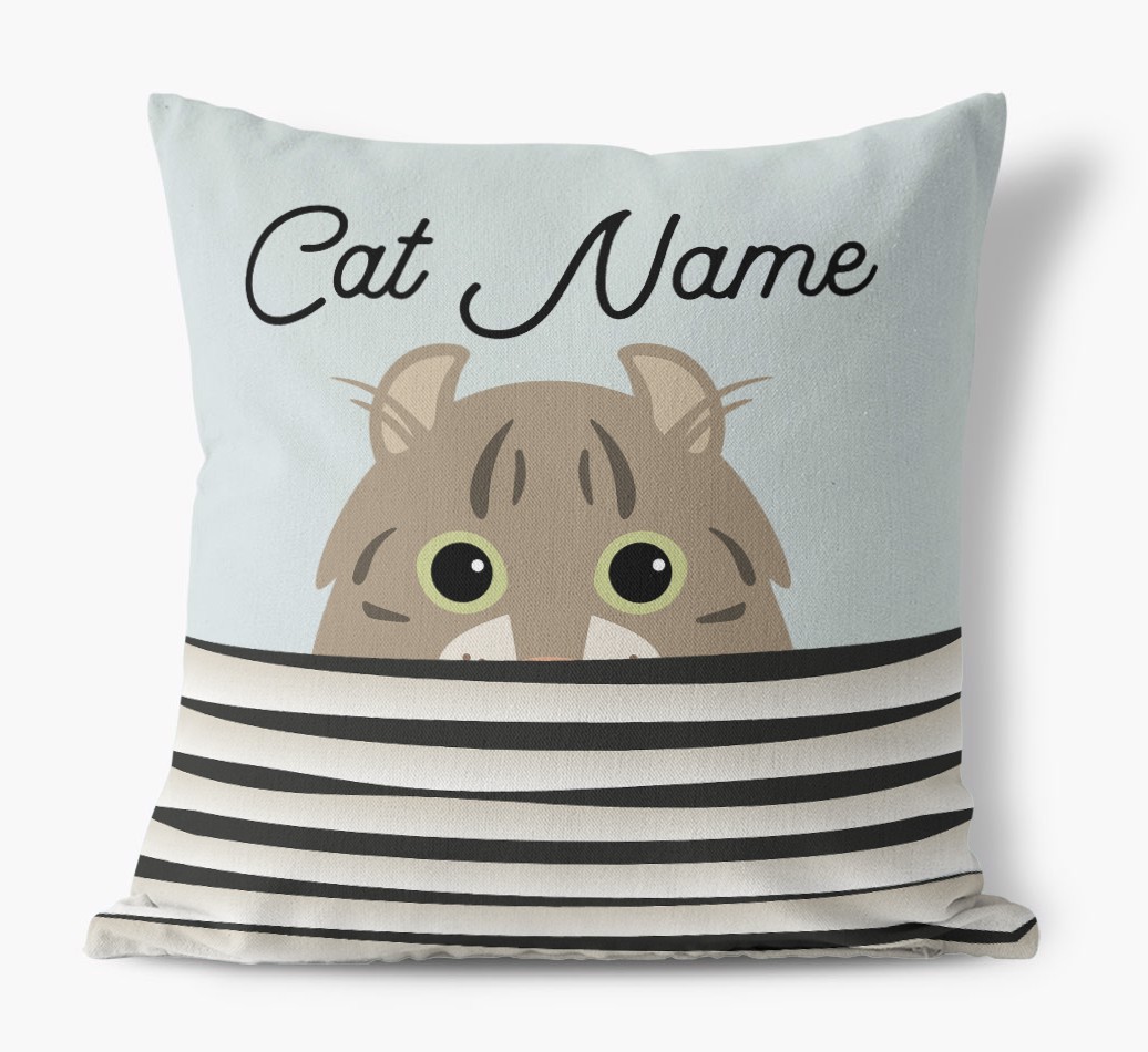Peeking Cat: Personalised {breedCommonName} Canvas Cushion