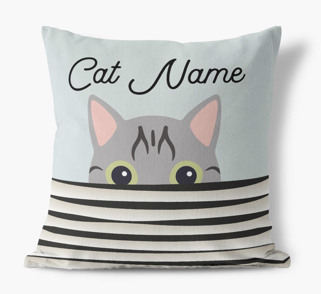 Peeking Cat: Personalised {breedCommonName} Canvas Cushion