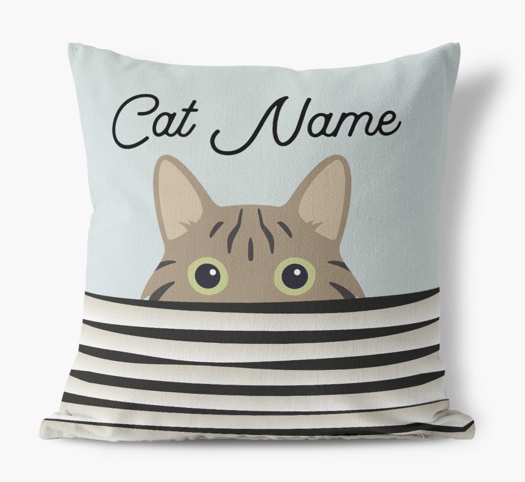 Peeking Cat: Personalised {breedCommonName} Canvas Cushion