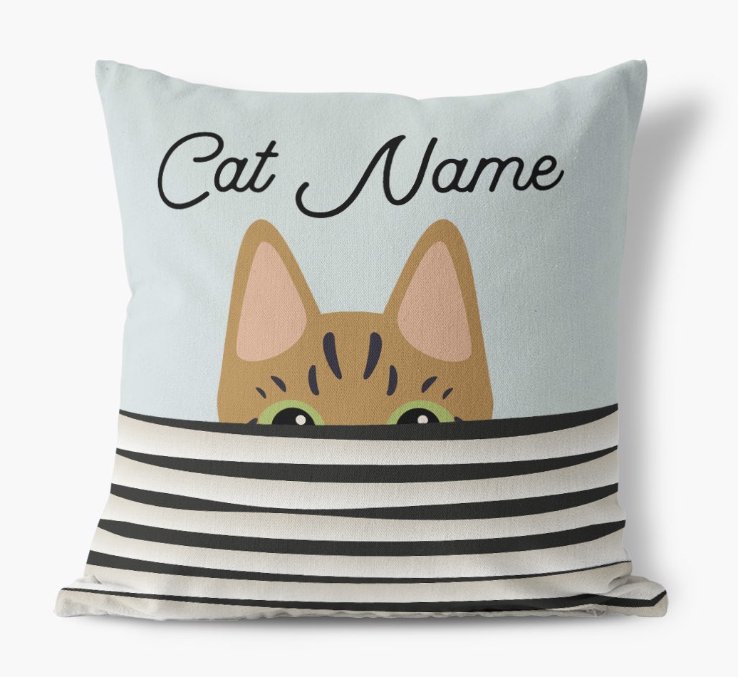 Peeking Cat: Personalised {breedCommonName} Canvas Cushion