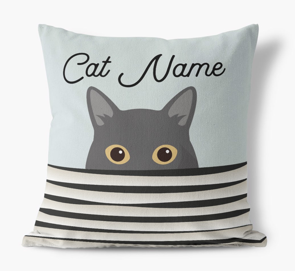 Peeking Cat: Personalised {breedCommonName} Canvas Cushion