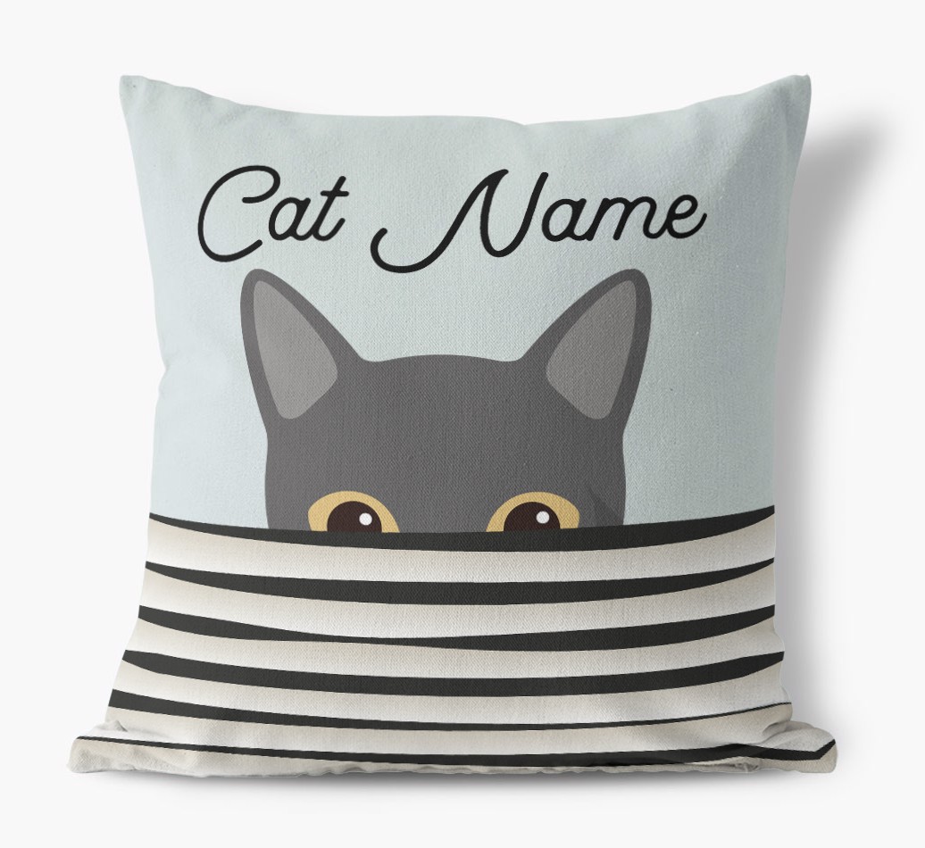 Peeking Cat: Personalised {breedCommonName} Canvas Cushion