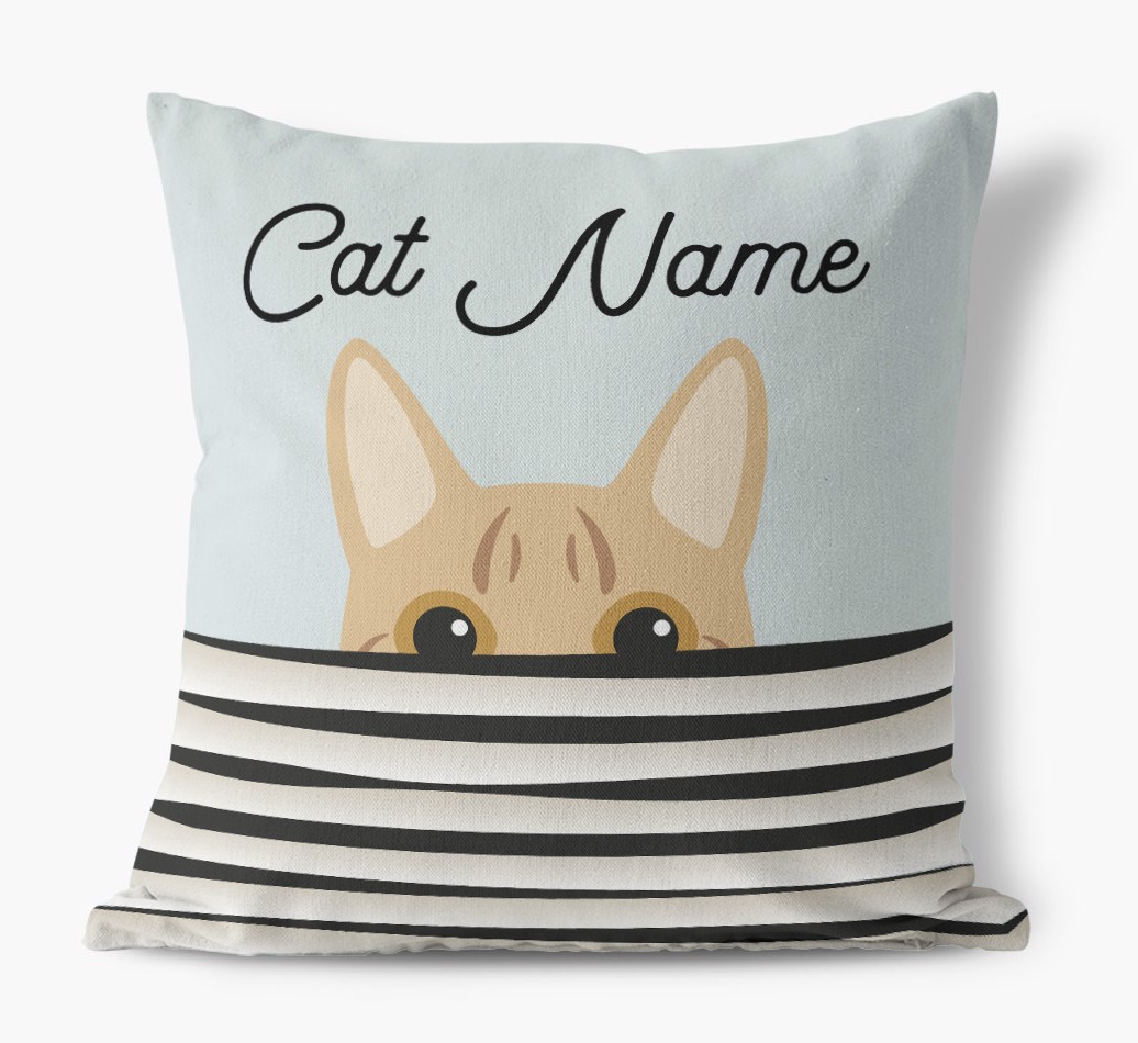 Peeking Cat: Personalised {breedCommonName} Canvas Cushion