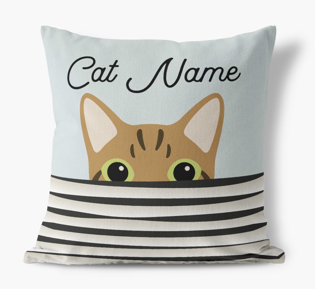 Peeking Cat: Personalised {breedCommonName} Canvas Cushion