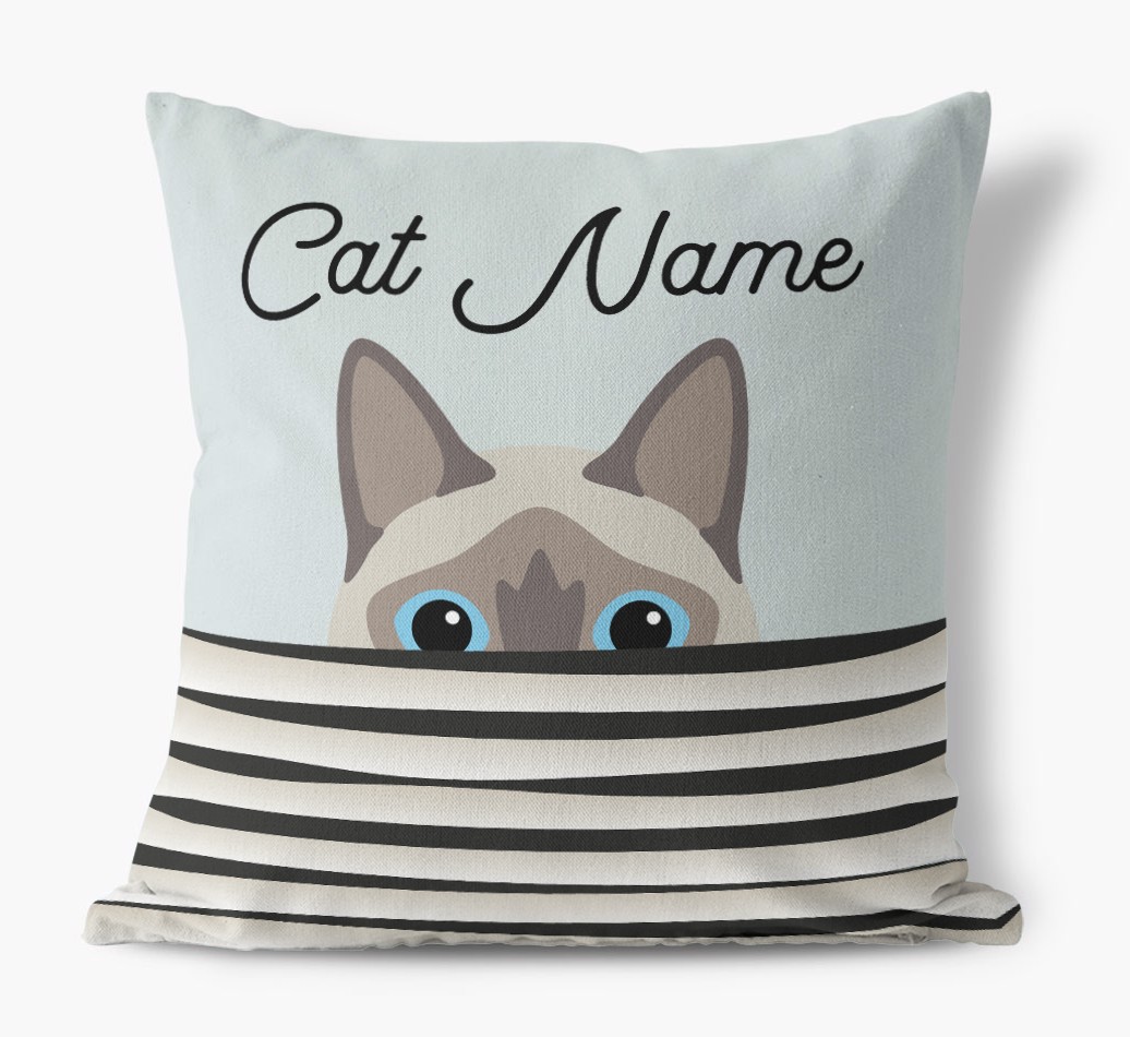 Peeking Cat: Personalised {breedCommonName} Canvas Cushion