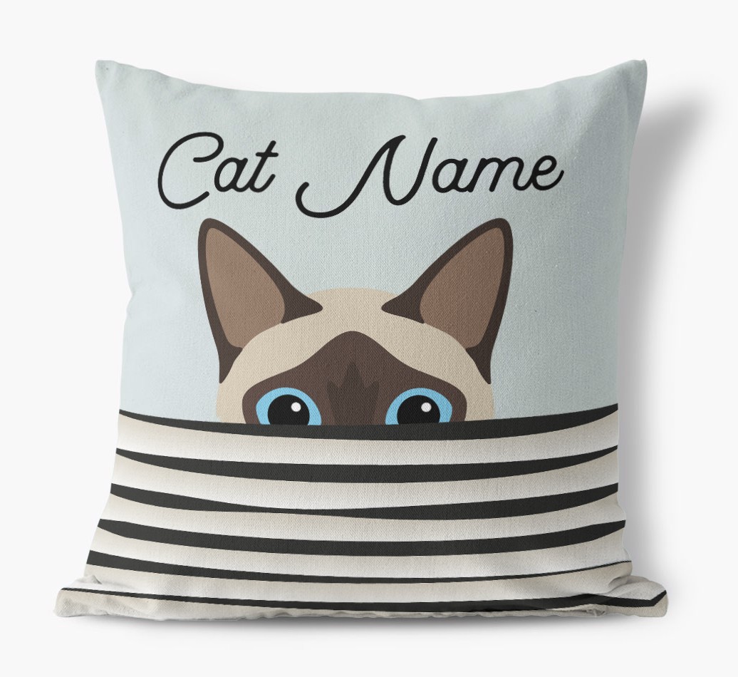Peeking Cat: Personalised {breedCommonName} Canvas Cushion