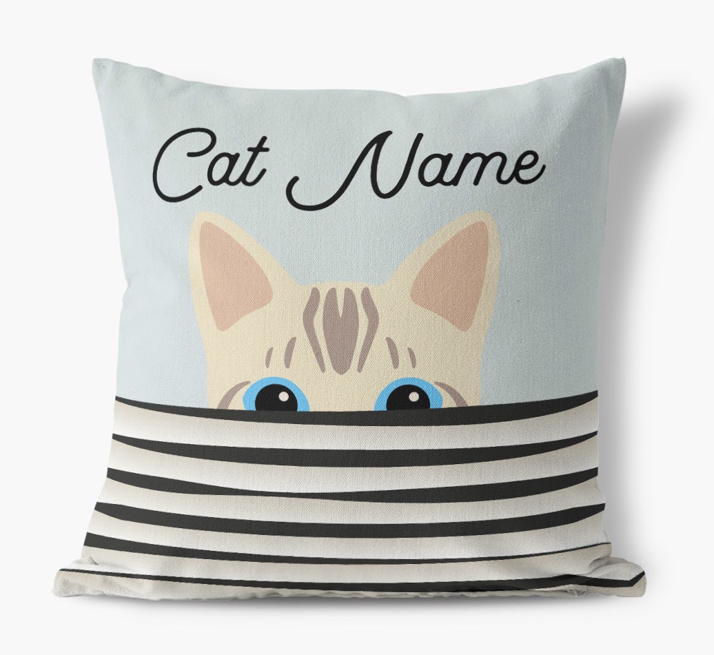 Peeking Cat: Personalised {breedCommonName} Canvas Cushion