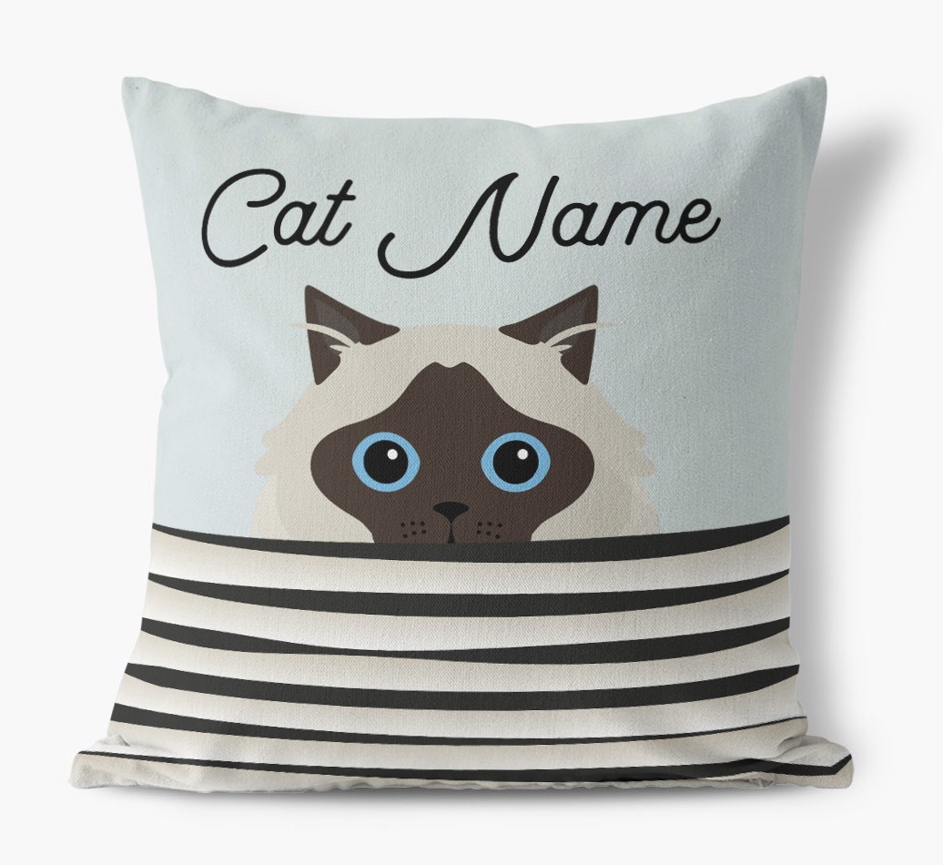 Peeking Cat: Personalised {breedCommonName} Canvas Cushion
