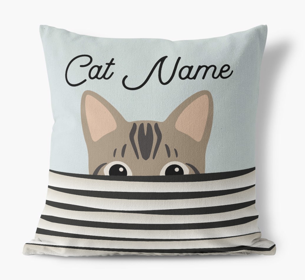 Peeking Cat: Personalised {breedCommonName} Canvas Cushion