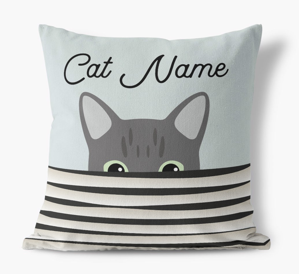 Peeking Cat: Personalised {breedCommonName} Canvas Cushion