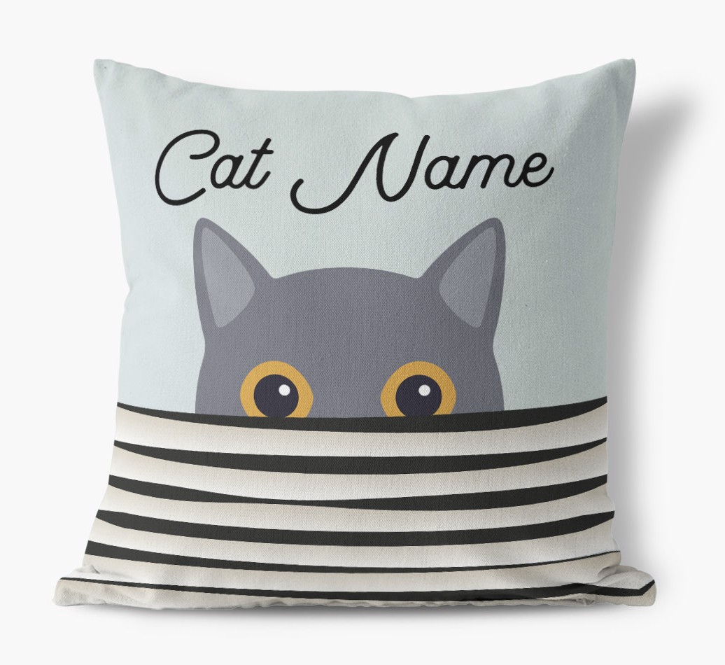 Peeking Cat: Personalised {breedCommonName} Canvas Cushion