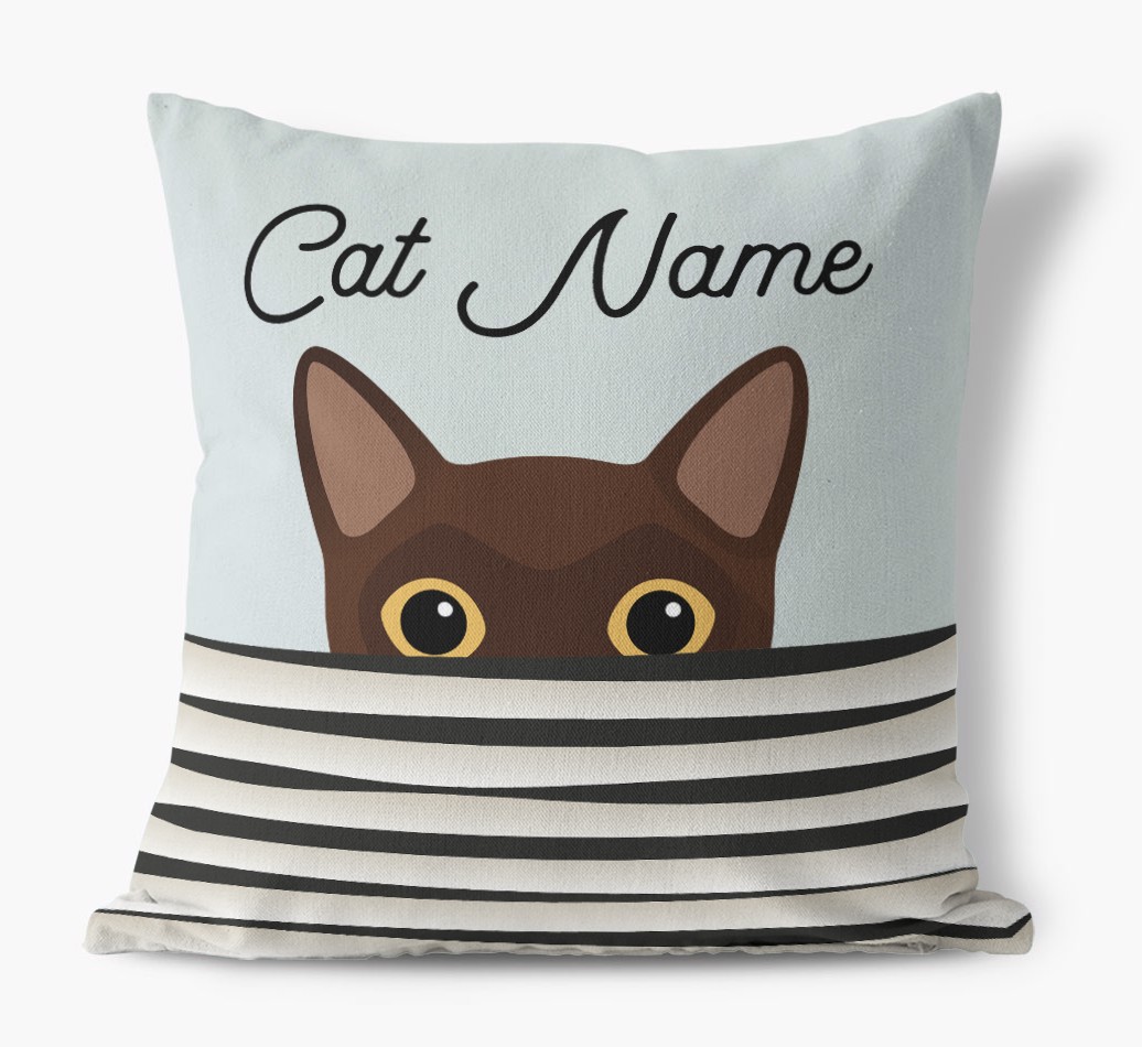 Peeking Cat: Personalised {breedCommonName} Canvas Cushion