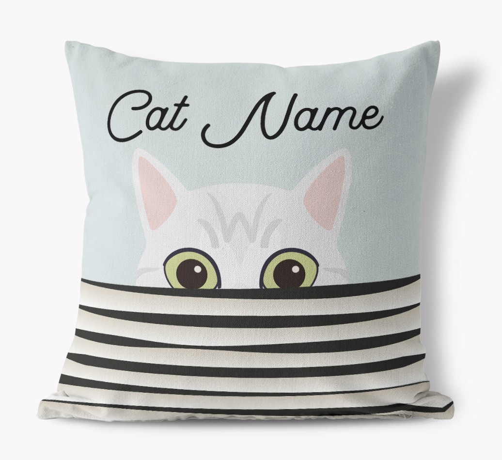 Peeking Cat: Personalised {breedCommonName} Canvas Cushion