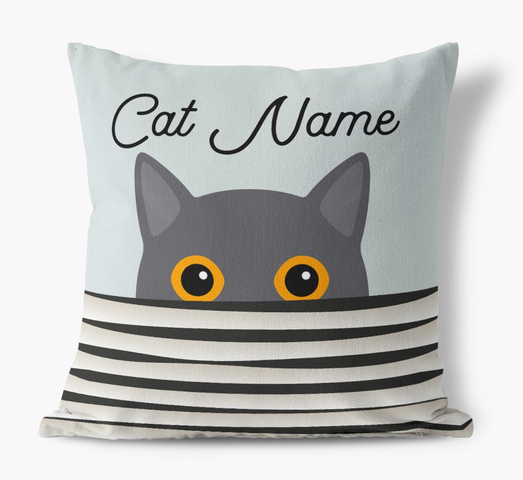 Peeking Cat: Personalised {breedCommonName} Canvas Cushion