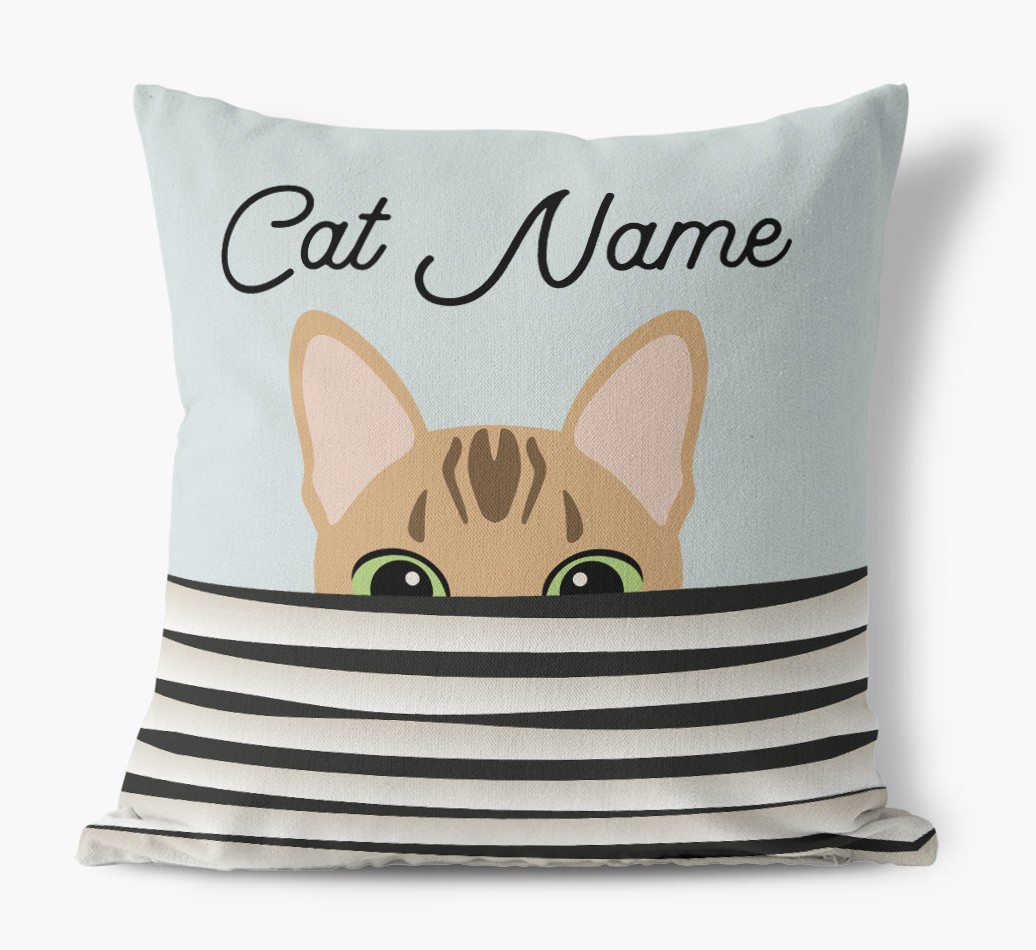 Peeking Cat: Personalised {breedCommonName} Canvas Cushion