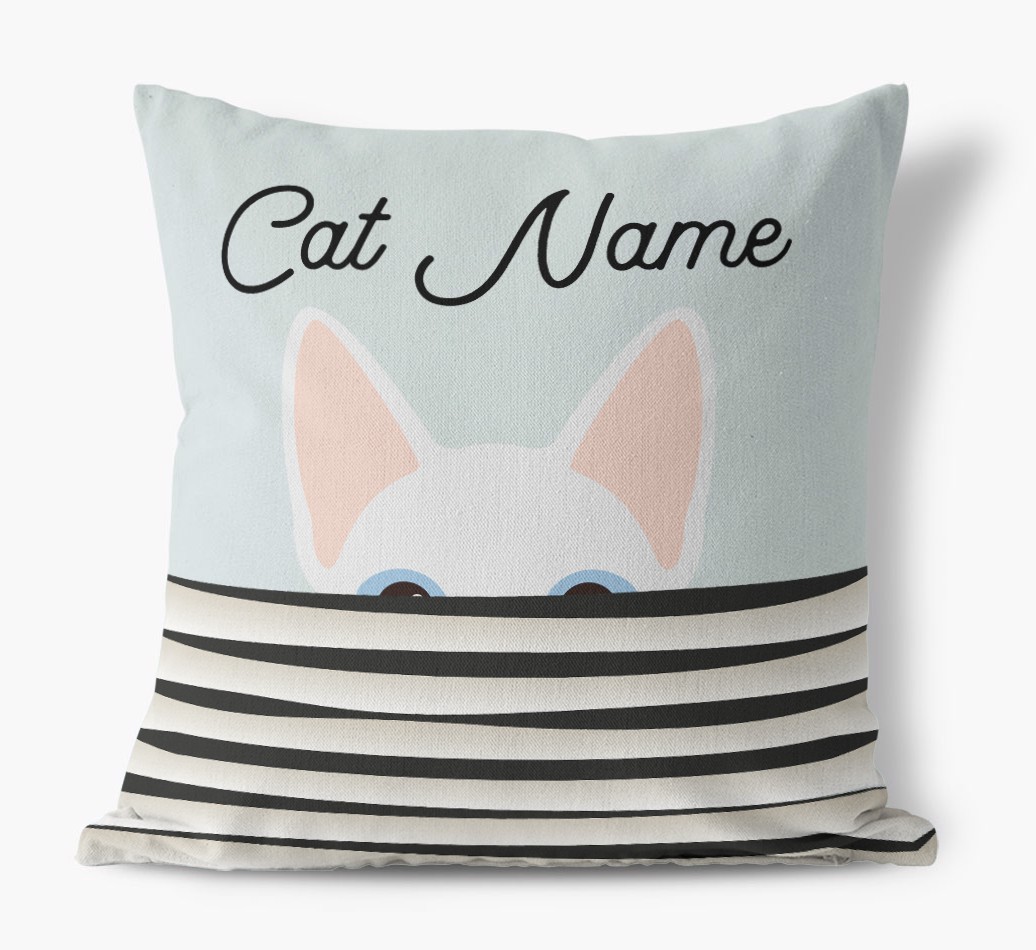 Peeking Cat: Personalised {breedCommonName} Canvas Cushion