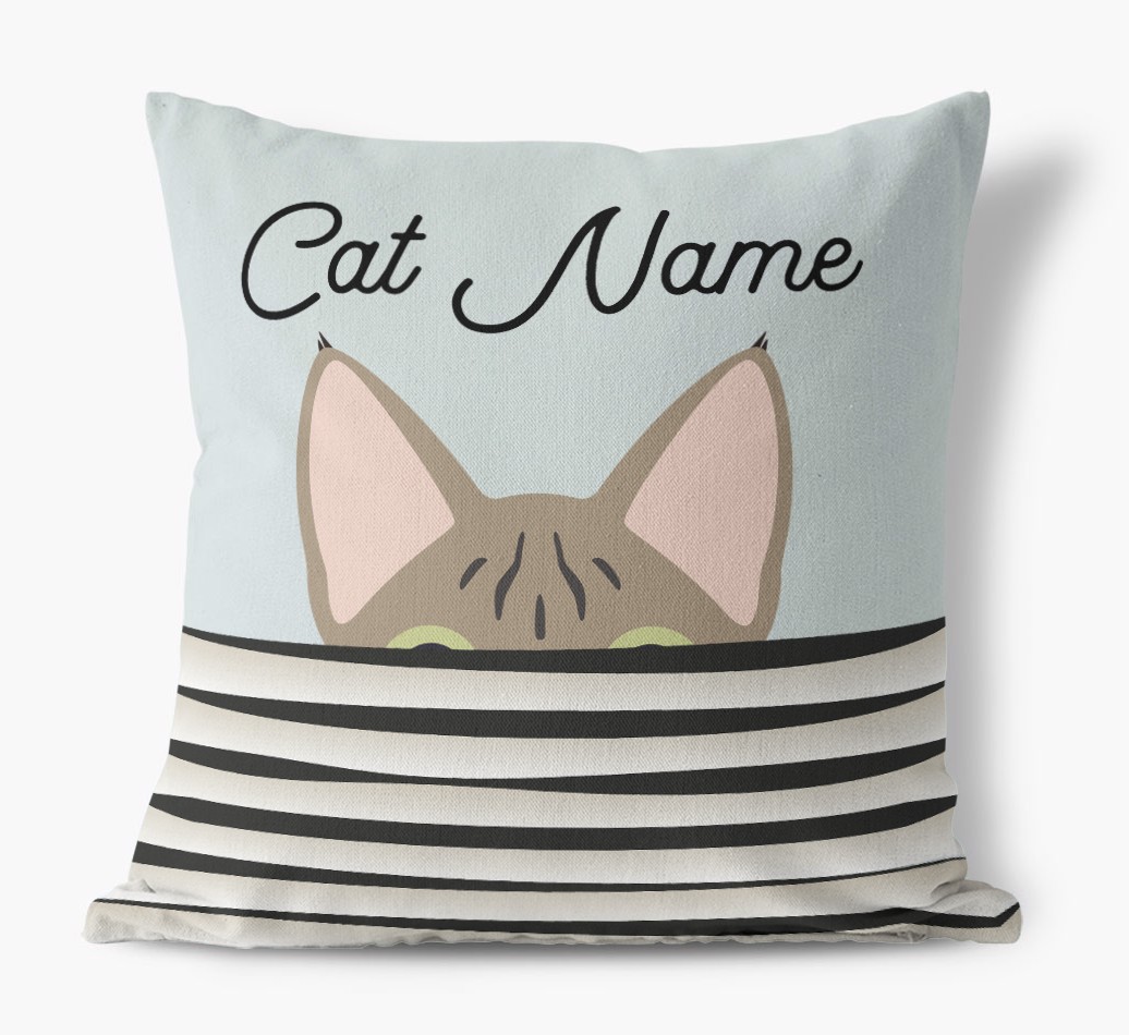 Peeking Cat: Personalised {breedCommonName} Canvas Cushion