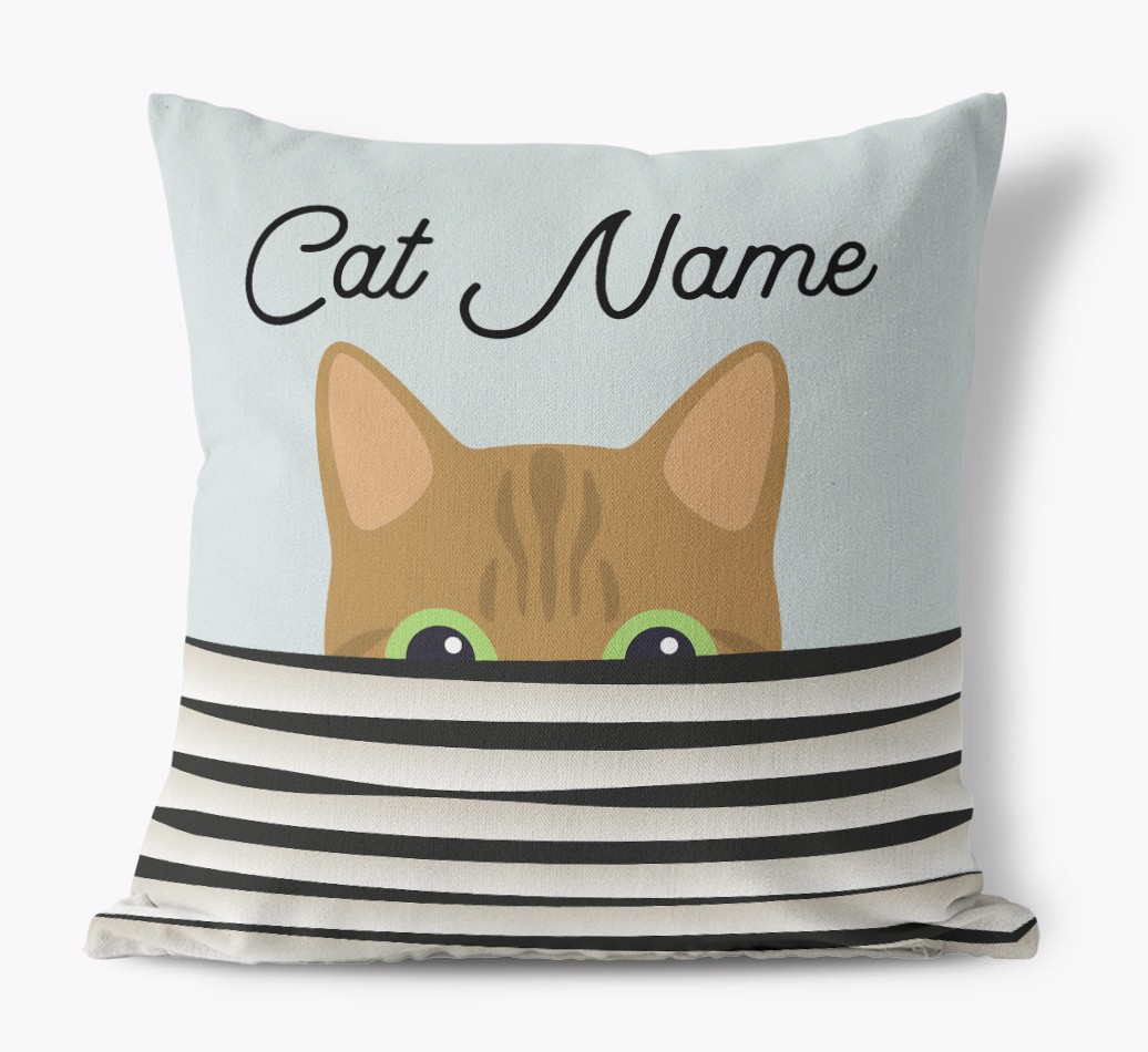 Peeking Cat: Personalised {breedCommonName} Canvas Cushion