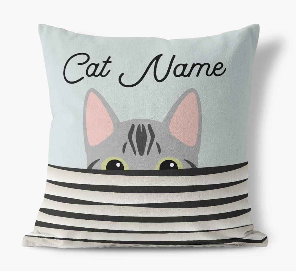 Peeking Cat: Personalised {breedCommonName} Canvas Cushion